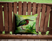 Load image into Gallery viewer, Green Heron Throw Pillow - 14x14 Decorative Pillow – Art for Your Home &amp; Patio