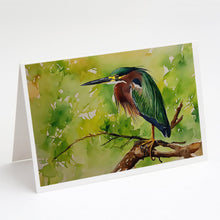 Load image into Gallery viewer, Green Heron Greeting Cards - Blank Note Cards – 8-Pack of Artist-Designed Cards with Envelopes