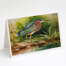 Load image into Gallery viewer, Green Heron Greeting Cards - Blank Note Cards – 8-Pack of Artist-Designed Cards with Envelopes