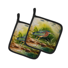 Load image into Gallery viewer, Green Heron Pot Holders - Set of 2 Decorative Kitchen Helpers | Made in the USA