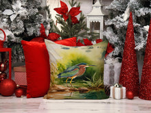 Load image into Gallery viewer, Green Heron Throw Pillow - 14x14 Decorative Pillow – Art for Your Home &amp; Patio