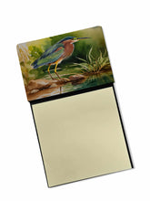 Load image into Gallery viewer, Green Heron Sticky Note Holder- Refiilable Desk Accessory Note Pad