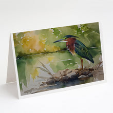 Load image into Gallery viewer, Green Heron Greeting Cards - Blank Note Cards – 8-Pack of Artist-Designed Cards with Envelopes