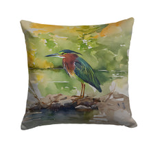 Load image into Gallery viewer, Green Heron Throw Pillow - 14x14 Decorative Pillow – Art for Your Home &amp; Patio