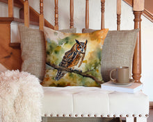 Load image into Gallery viewer, Long-Eared Owl Throw Pillow - 14x14 Decorative Pillow – Art for Your Home &amp; Patio