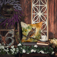 Load image into Gallery viewer, Long-Eared Owl Throw Pillow - 14x14 Decorative Pillow – Art for Your Home &amp; Patio