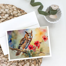 Load image into Gallery viewer, Long-Eared Owl Greeting Cards - Blank Note Cards – 8-Pack of Artist-Designed Cards with Envelopes