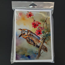 Load image into Gallery viewer, Long-Eared Owl Greeting Cards - Blank Note Cards – 8-Pack of Artist-Designed Cards with Envelopes