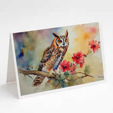 Load image into Gallery viewer, Long-Eared Owl Greeting Cards - Blank Note Cards – 8-Pack of Artist-Designed Cards with Envelopes