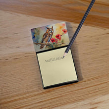 Load image into Gallery viewer, Long-Eared Owl Sticky Note Holder- Refiilable Desk Accessory Note Pad