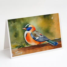 Load image into Gallery viewer, Mandarin Duck Greeting Cards - Blank Note Cards – 8-Pack of Artist-Designed Cards with Envelopes