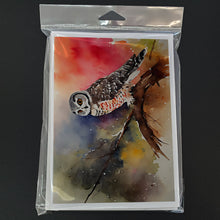 Load image into Gallery viewer, Northern Hawk Owl Greeting Cards - Blank Note Cards – 8-Pack of Artist-Designed Cards with Envelopes