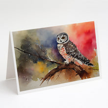 Load image into Gallery viewer, Northern Hawk Owl Greeting Cards - Blank Note Cards – 8-Pack of Artist-Designed Cards with Envelopes