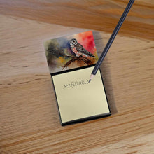 Load image into Gallery viewer, Northern Hawk Owl Sticky Note Holder- Refiilable Desk Accessory Note Pad