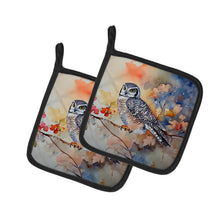 Load image into Gallery viewer, Northern Hawk Owl Pot Holders - Set of 2 Decorative Kitchen Helpers | Made in the USA
