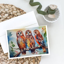 Load image into Gallery viewer, Owls Greeting Cards - Blank Note Cards – 8-Pack of Artist-Designed Cards with Envelopes