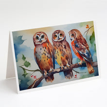 Load image into Gallery viewer, Owls Greeting Cards - Blank Note Cards – 8-Pack of Artist-Designed Cards with Envelopes