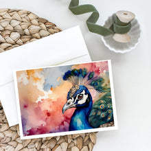 Load image into Gallery viewer, Peacock Greeting Cards - Blank Note Cards – 8-Pack of Artist-Designed Cards with Envelopes