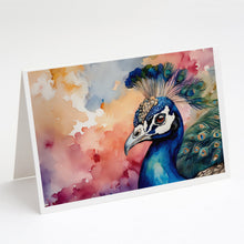 Load image into Gallery viewer, Peacock Greeting Cards - Blank Note Cards – 8-Pack of Artist-Designed Cards with Envelopes