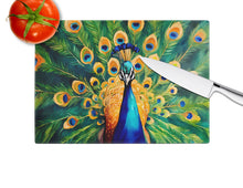 Load image into Gallery viewer, Peacock Glass Cutting Boards – Durable, Decorative Kitchen Art