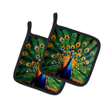 Load image into Gallery viewer, Peacock Pot Holders - Set of 2 Decorative Kitchen Helpers | Made in the USA