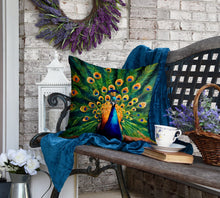 Load image into Gallery viewer, Peacock Throw Pillow