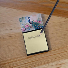 Load image into Gallery viewer, Peacock Sticky Note Holder- Refiilable Desk Accessory Note Pad