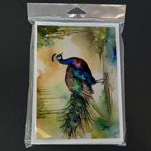 Load image into Gallery viewer, Peacock Greeting Cards - Blank Note Cards – 8-Pack of Artist-Designed Cards with Envelopes