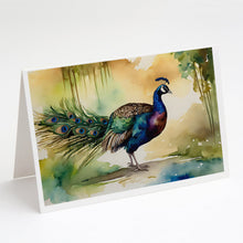 Load image into Gallery viewer, Peacock Greeting Cards - Blank Note Cards – 8-Pack of Artist-Designed Cards with Envelopes