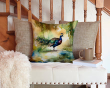 Load image into Gallery viewer, Peacock Throw Pillow - 14x14 Decorative Pillow – Art for Your Home &amp; Patio