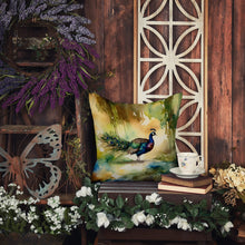 Load image into Gallery viewer, Peacock Throw Pillow - 14x14 Decorative Pillow – Art for Your Home &amp; Patio