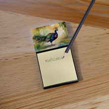 Load image into Gallery viewer, Peacock Sticky Note Holder- Refiilable Desk Accessory Note Pad