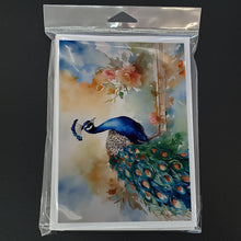 Load image into Gallery viewer, Peacock Greeting Cards - Blank Note Cards – 8-Pack of Artist-Designed Cards with Envelopes