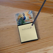 Load image into Gallery viewer, Peacock Sticky Note Holder- Refiilable Desk Accessory Note Pad