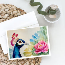 Load image into Gallery viewer, Peacock Greeting Cards - Blank Note Cards – 8-Pack of Artist-Designed Cards with Envelopes