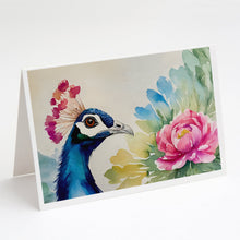 Load image into Gallery viewer, Peacock Greeting Cards - Blank Note Cards – 8-Pack of Artist-Designed Cards with Envelopes
