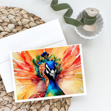 Load image into Gallery viewer, Peacock Greeting Cards - Blank Note Cards – 8-Pack of Artist-Designed Cards with Envelopes