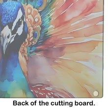 Load image into Gallery viewer, Peacock Glass Cutting Boards – Durable, Decorative Kitchen Art