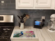 Load image into Gallery viewer, Peacock Glass Cutting Boards – Durable, Decorative Kitchen Art