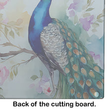 Load image into Gallery viewer, Peacock Glass Cutting Boards – Durable, Decorative Kitchen Art