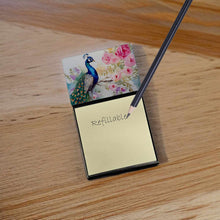 Load image into Gallery viewer, Peacock Sticky Note Holder- Refiilable Desk Accessory Note Pad