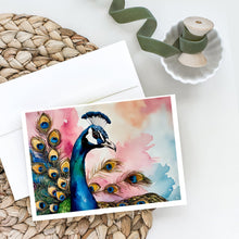 Load image into Gallery viewer, Peacock Greeting Cards - Blank Note Cards – 8-Pack of Artist-Designed Cards with Envelopes