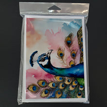 Load image into Gallery viewer, Peacock Greeting Cards - Blank Note Cards – 8-Pack of Artist-Designed Cards with Envelopes