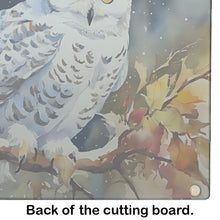 Load image into Gallery viewer, Snowy Owl Glass Cutting Boards – Durable, Decorative Kitchen Art