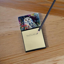 Load image into Gallery viewer, Snowy Owl Sticky Note Holder- Refiilable Desk Accessory Note Pad