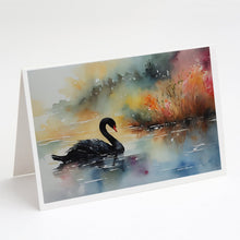 Load image into Gallery viewer, Black Swan Greeting Cards - Blank Note Cards – 8-Pack of Artist-Designed Cards with Envelopes