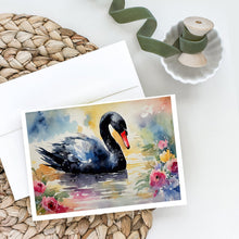 Load image into Gallery viewer, Black Swan Greeting Cards - Blank Note Cards – 8-Pack of Artist-Designed Cards with Envelopes