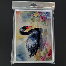 Load image into Gallery viewer, Black Swan Greeting Cards - Blank Note Cards – 8-Pack of Artist-Designed Cards with Envelopes