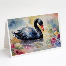 Load image into Gallery viewer, Black Swan Greeting Cards - Blank Note Cards – 8-Pack of Artist-Designed Cards with Envelopes