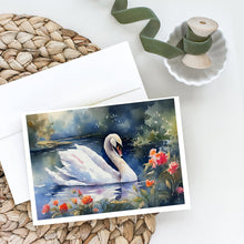 Load image into Gallery viewer, Swan Greeting Cards - Blank Note Cards – 8-Pack of Artist-Designed Cards with Envelopes
